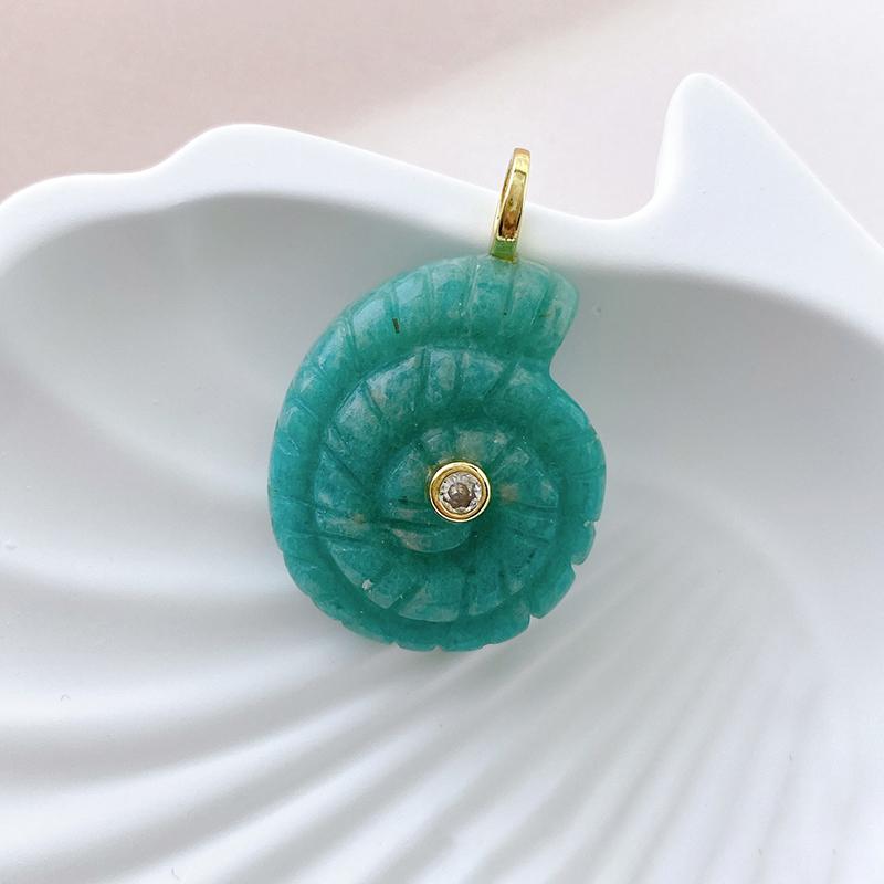 Snail Shell Shaped Carved Natural Crystal Stones With Zircon Amethyst Quartz Tiger Eye Gemstone For Diy Necklace Pendant