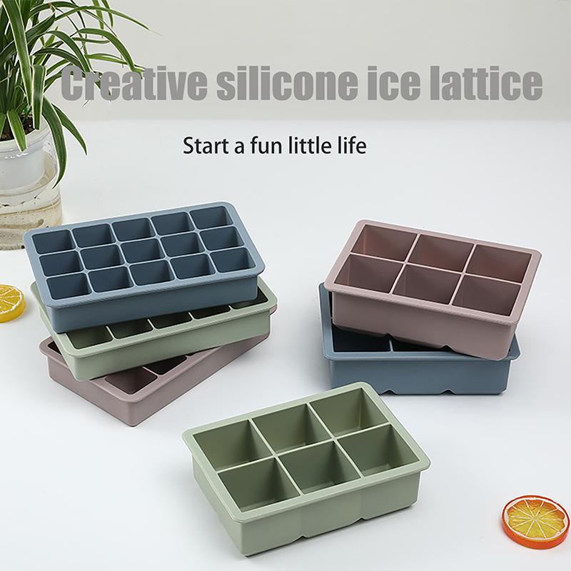 6/15 Grid Big Ice Tray Mold Giant Jumbo Large Food Grade Silicone Ice Cube Square Tray Mold Diy Ice Maker Ice Cube Tray With Lid