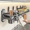 Wall-Mounted Suction Cup Spice Rack Kitchen - 40cm Single/50cm 60cm Double Tier Luxury Style No Drilling