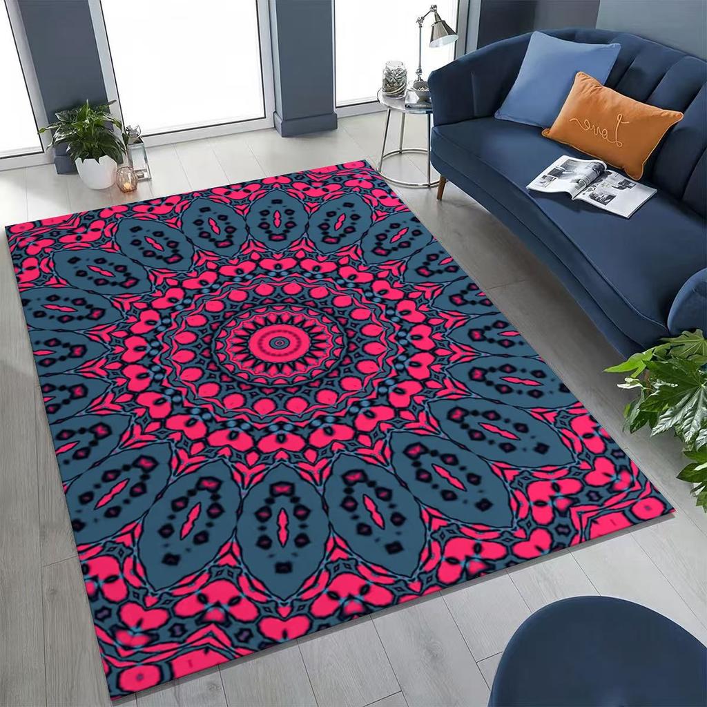 2026 Regenbogen Mandala Blume Chakren Yoga Bohemia Kunst Teppich für Schlafzimmer Wohnzimmer Sofa Zuhause Fußmatte Dekor, Kinder rutschfeste Bodenmatte