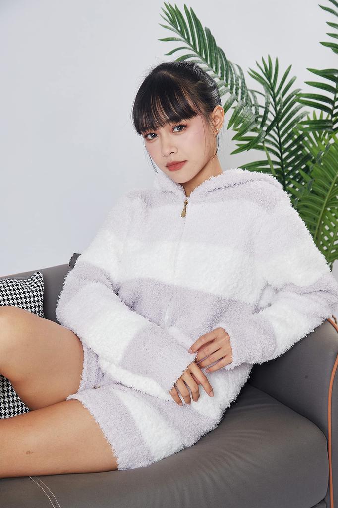 JADEPLUM Pajama Fluffy and Perfect for and Perfect for Loungewear and Christmas Gifts Purple Women's Set, Soft, Spring, Autumn, Winter, (3 Colors)