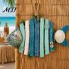 Nautical Gifts for Housewarming Lighted Wooden Fish Hanging Wall Decor, Rustic Fishing Wood Sculpture with LED Lights, Beach Themed Room Accessories