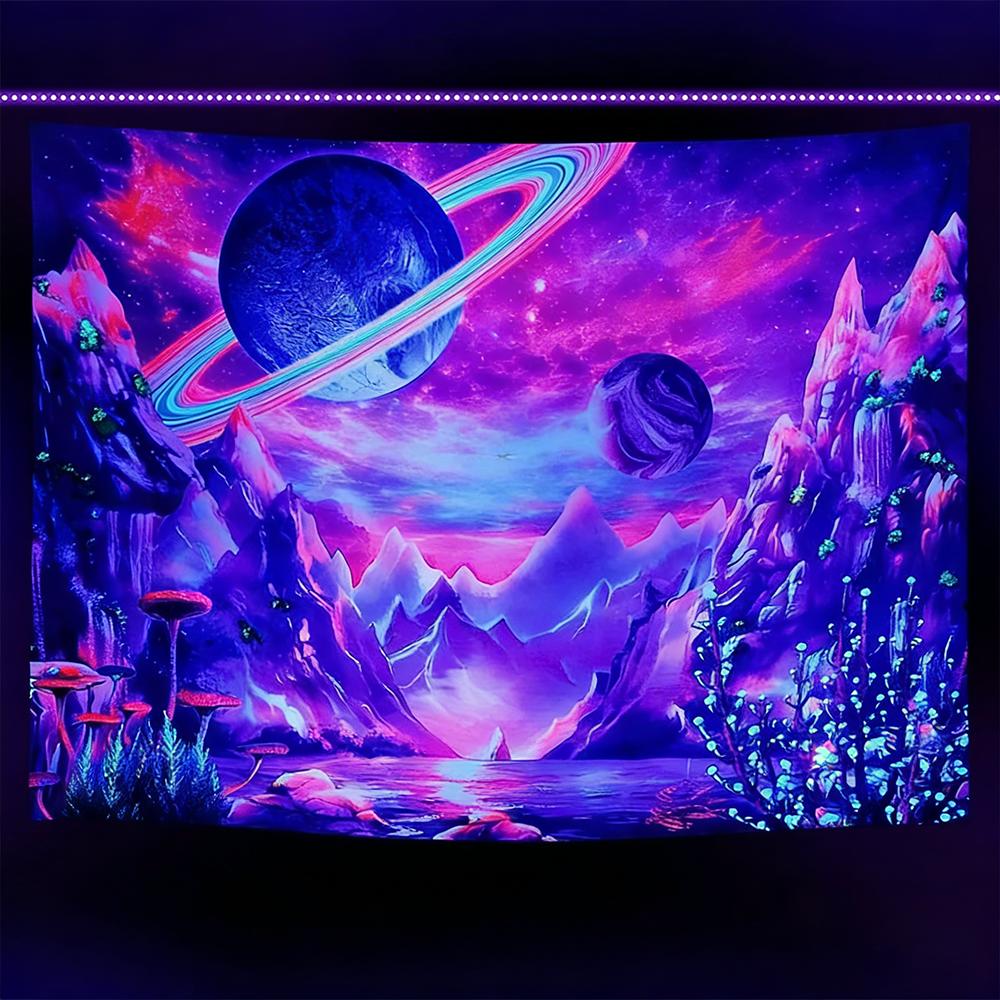 Glowing Tapestries With Cosmic And Fantasy Scenes Uv Reaction Tapestry Background Decoration  Bedroom Party Decoration