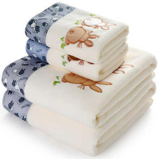 4-Piece Coral Fleece Lace Bath Towel Set - Super Absorbent and Soft, Thickened with Embroidery, Suitable for All Seasons.