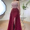 Burgundy high-end sexy tube top fishtail long dress light luxury celebrity art test host dress LA11191