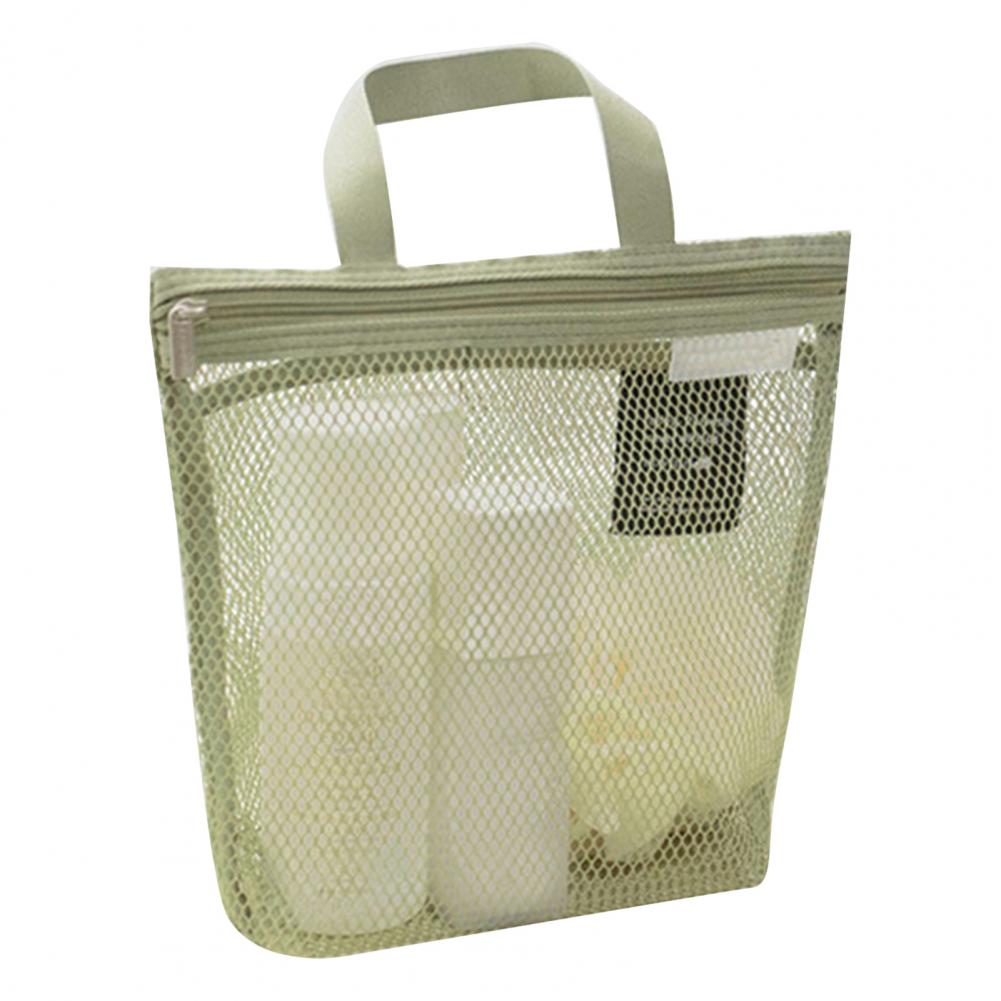 21*19.5cm Mesh Toiletry Bag With Handle Zipper Breathable Shower Travel Makeup Cosmetic Organizer Bag Beach Swimming Pool Tools