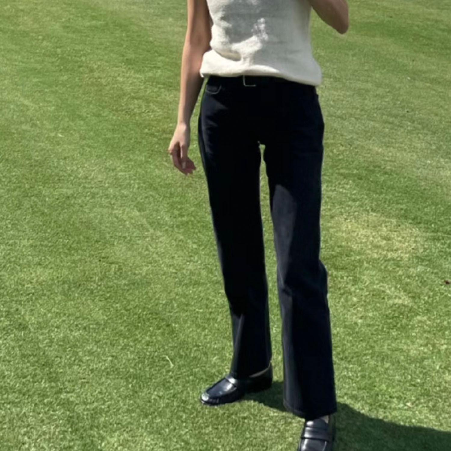 

Row Wind Straight-Leg Nine-Point Flare Pants: Slim, Leg-Lengthening, Fashionable, Simple White Jeans 10 чорний