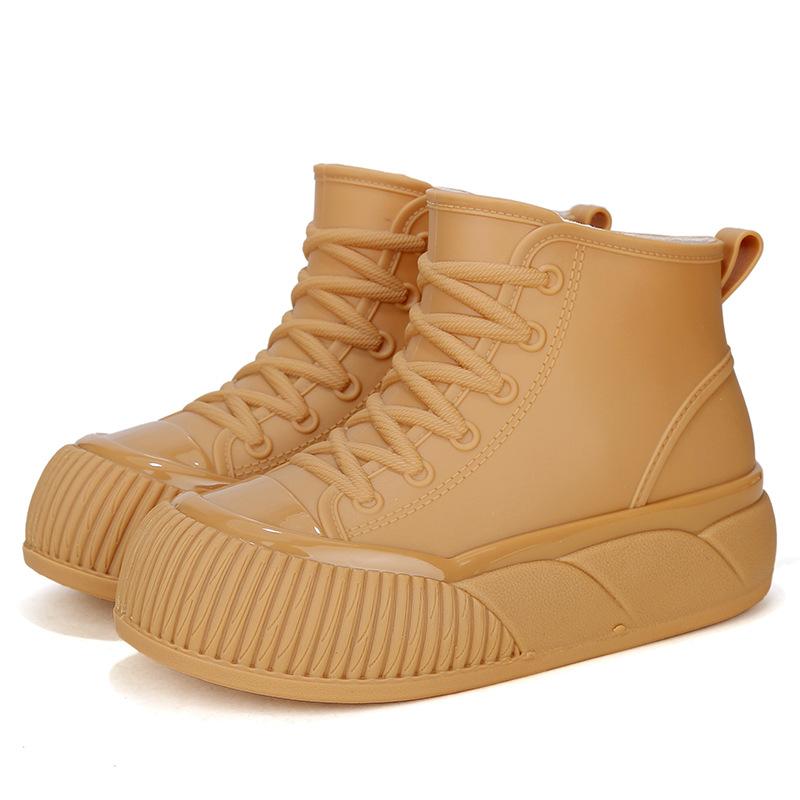 

Новые женские короткие резиновые сапоги, нескользящая водонепроницаемая обувь для воды, модная повседневная обувь для ног из резины 40