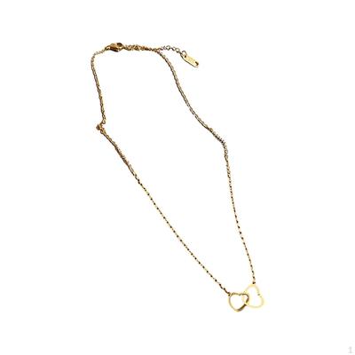 Double Heart Necklace, Minimalist Fashion Chain Choker Pendant Necklace for Women Girls Gift,