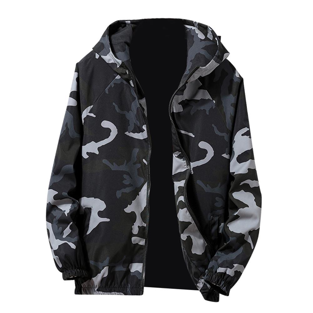 Mens  Winter Zip Camouflage Long Sleeve Pocket Sport Hoodies Jacket Coat
