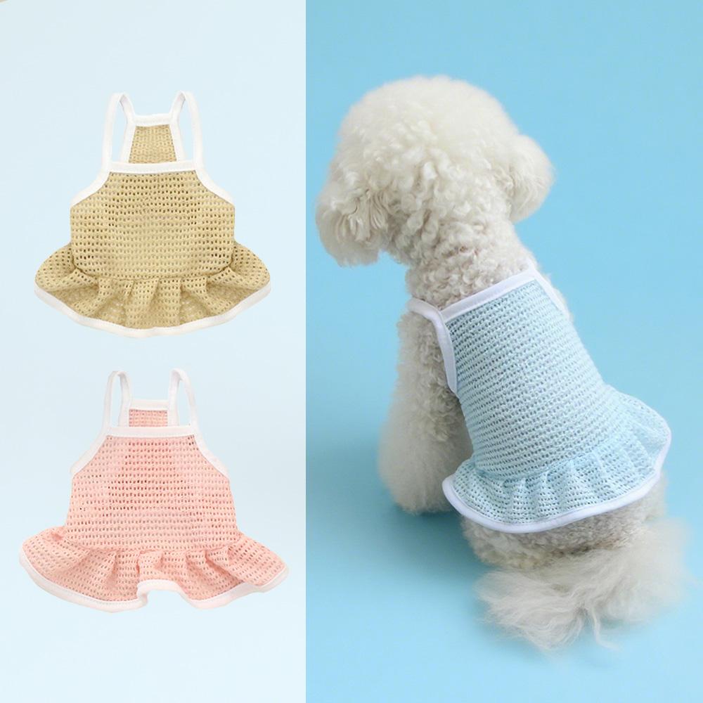 Pet Dress Mesh Breathable Cool Strap Skirt Solid Color Simple Cat And Dog Skirt