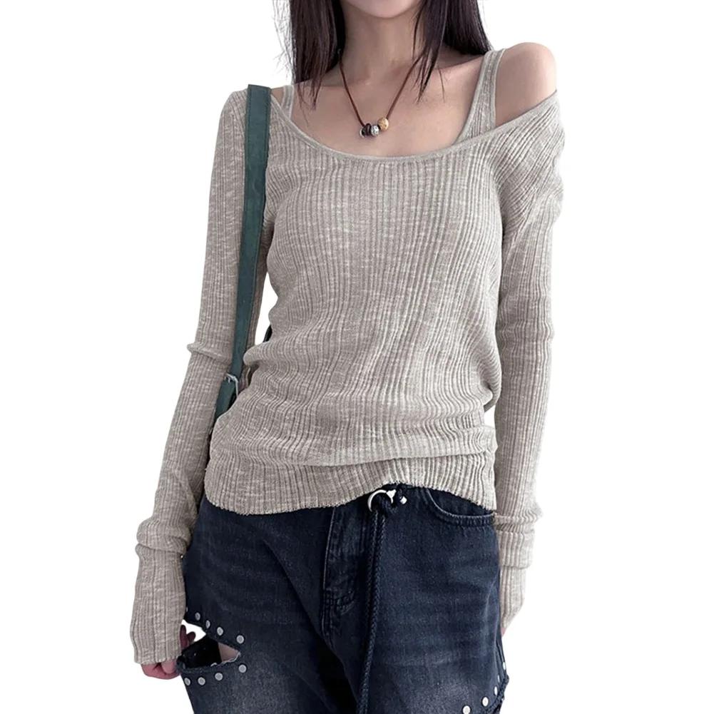 

VAYLA Повседневный выход Комплект из двух частей Топ с длинным рукавом Повседневная мода Черный Новое состояние Вырез на одно плечо L серый