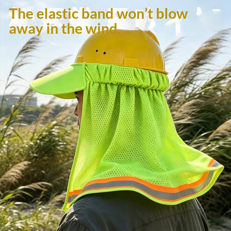 Construction Hard Hat Sun Shield For Safety Helmet Neck Protection Mesh Reflective Stripe Quick Install Universal Fit Work Gear