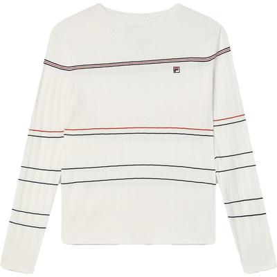2023 Winter New Basic Solid Color Striped Knit Sweater Women Sweater Steam-White F11W341409FIV