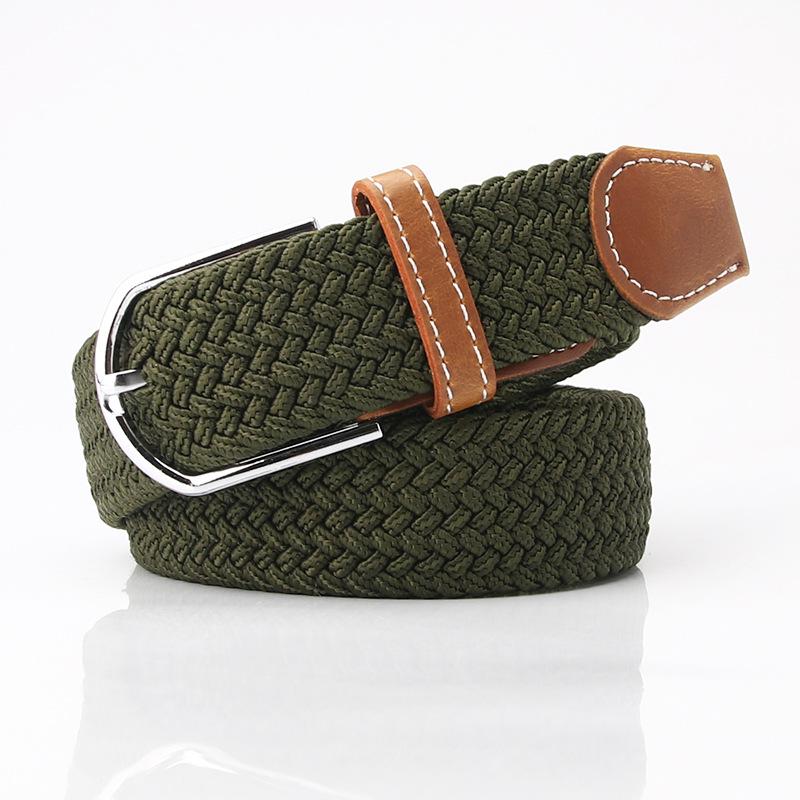 Casual Women's Belts, Fashionable Multi-color Versatile Elastic Pin Buckle Belts, Men's Elastic Braided Canvas Belts