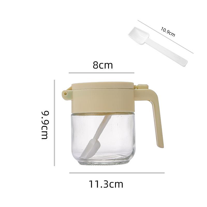 

Стеклянные баночки для приправ с ложкой для кухни, влагонепроницаемые и с автоматическим открытием и закрытием бежевый