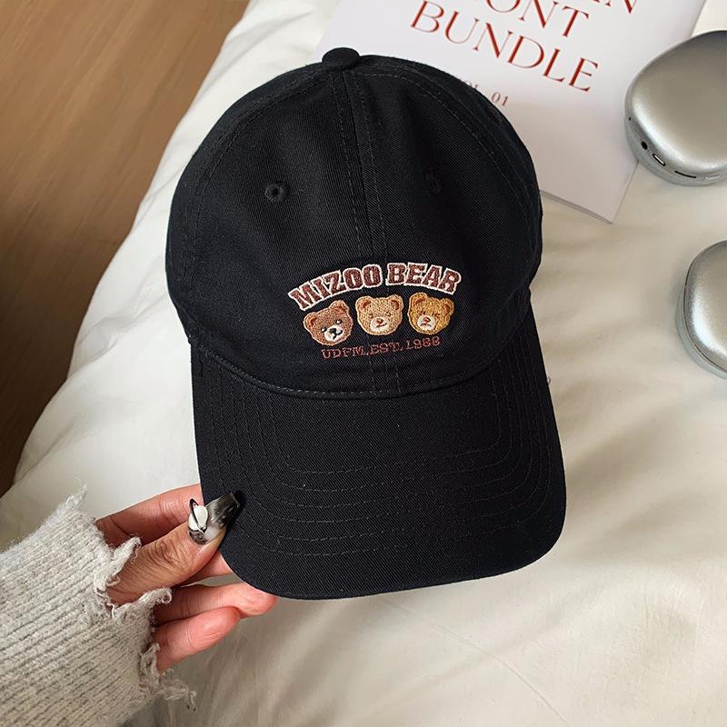 Bear Embroidered Baseball Cap Female Sweet Versatile Sports Cap Couple Student Face Small Hat