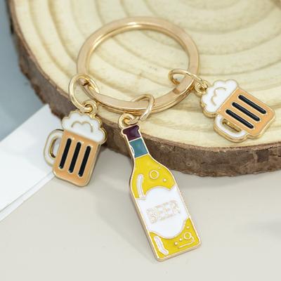 Chaveiro Fofo de Cerveja Chaveiro de Bebida Simulado Pingente Chaveiro de Carro Decoração de Bolsa Joia Diy Presente