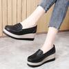 Ladies Platform Loafers Casual Elegant Black Leather Women Thick Sole Shake Shoe Plus Size