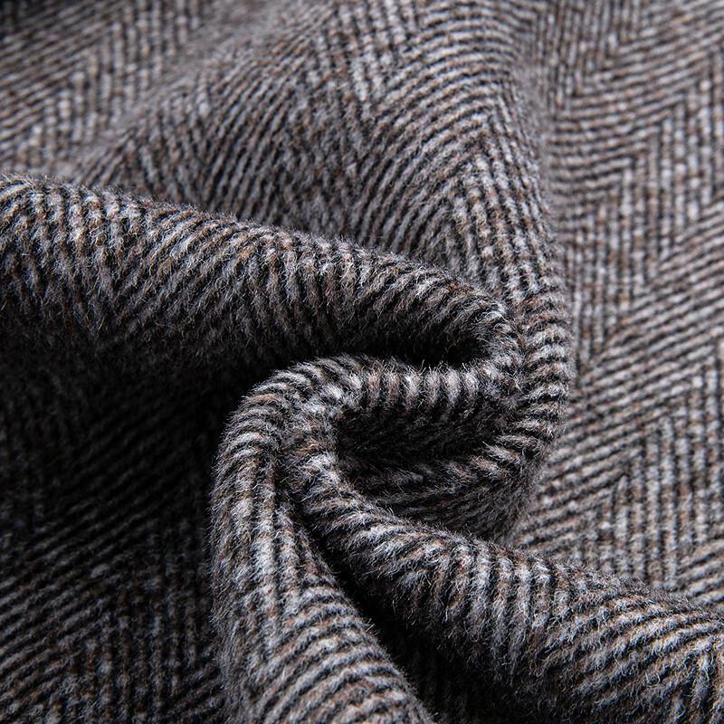 FAPAI Men's Herringbone Wool Blend Short Overcoat