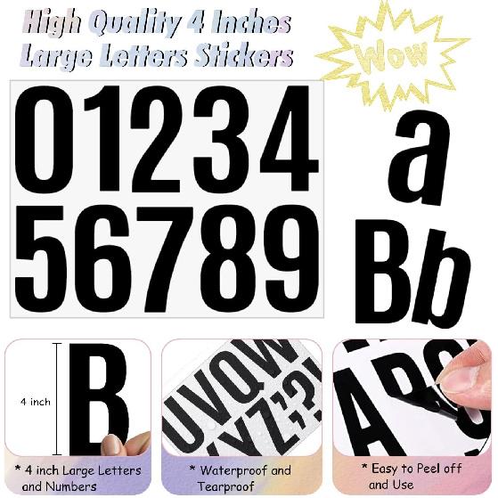 27 Sheets 310 Pieces Large Letter Stickers 4 Inch Alphabet Letter Self Adhesive Poster Letters and Numbers for Bulletin Boards Classroom