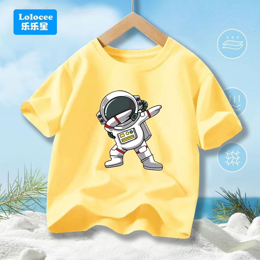 Boys' Summer T-shirt Fun Graffiti Astronaut Print Youth T-shirt Boys' Casual Street Top Children's Summer Clothes