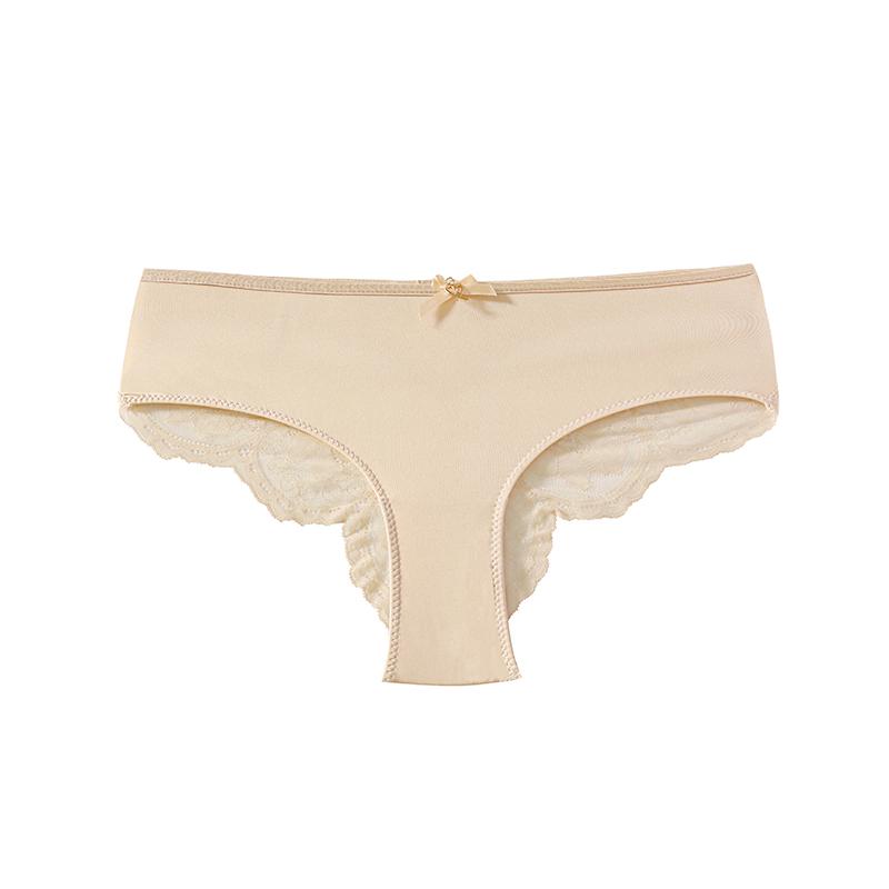 TERMEZY Ladies' Sexy Ice Silk Patchwork Panties Heart‑Shaped Buckle Cutout Lace Underpant Thin Breathable Solid Color Hipster Briefs