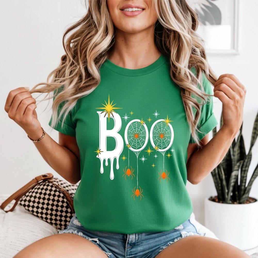 Halloween Unisexs Spider Rhinestone T Shirt Spooky Graphic Tee 2XL