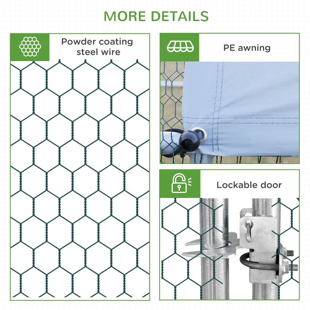 Galvanised Walk In Chicken Coop Hen House w/ Water-Resist Cover, 3 x 1.7 x 1.9m