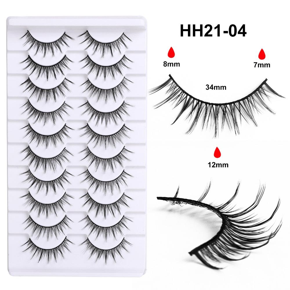 10 Pairs Fluffy Thick 3D Faux Mink Lash Glue Version Full Strip Lashes  Eye Lash Extension