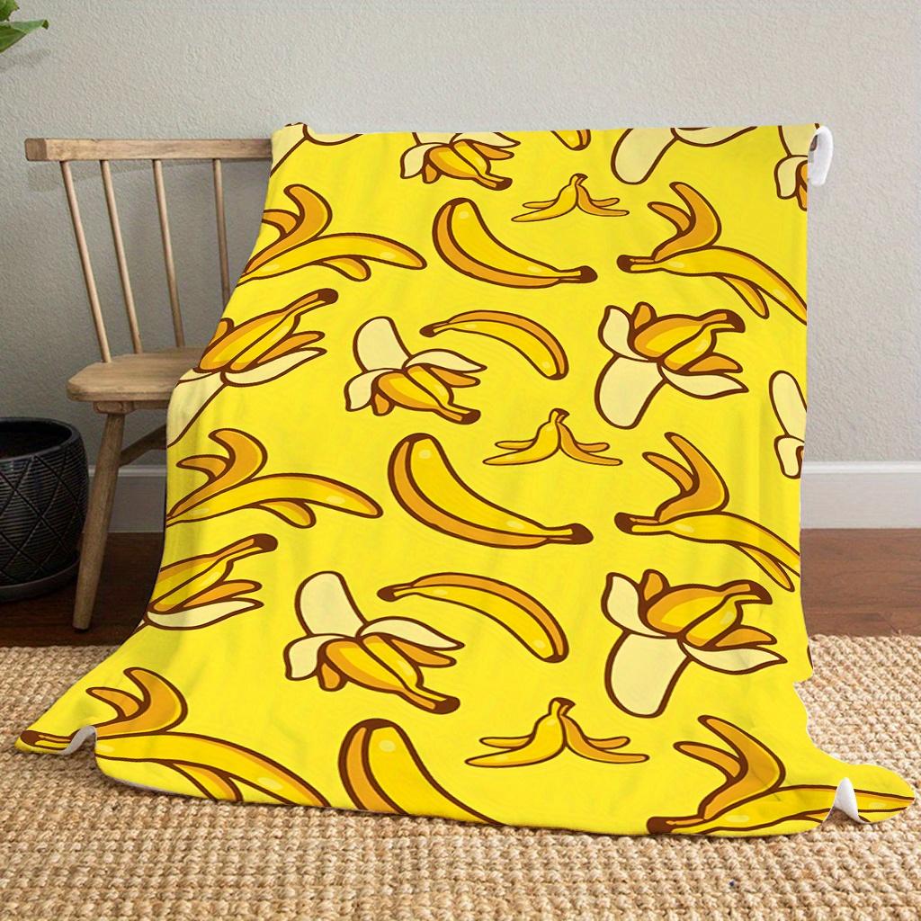 Individuelle Bananenmuster-Decke Gelber Frucht-Print-Design Personalisierter Name Fleece-Überwurf Ganzjahres-Weich Warm Bettwäsche Heimdekoration