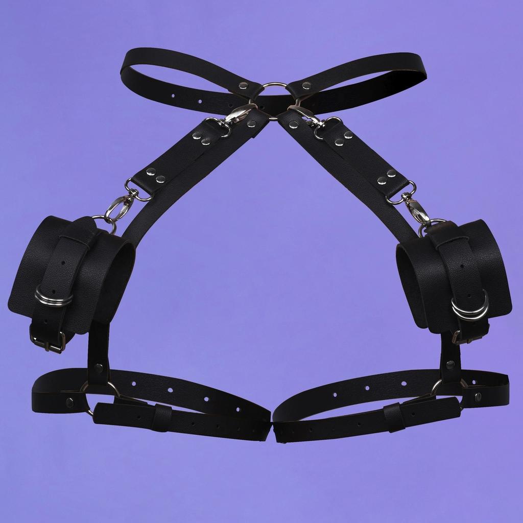 Niezbędny do intymnych odgrywania ról dla kobiet, sztuka bondage w stylu punk, regulowane okrągłe mankiety i paski na uda