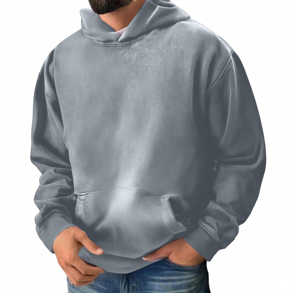 Men Hooded Pullover With Pocket Long Sleeve Fleece Sweatshirt Workout Tops Fall Fashion Hoodie