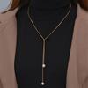Simple Long Tassel Pull Pearl Pendant Necklace For Women Adjustable Y Necklace Clavicle Chain Choker  Jewelry Girls Gifts