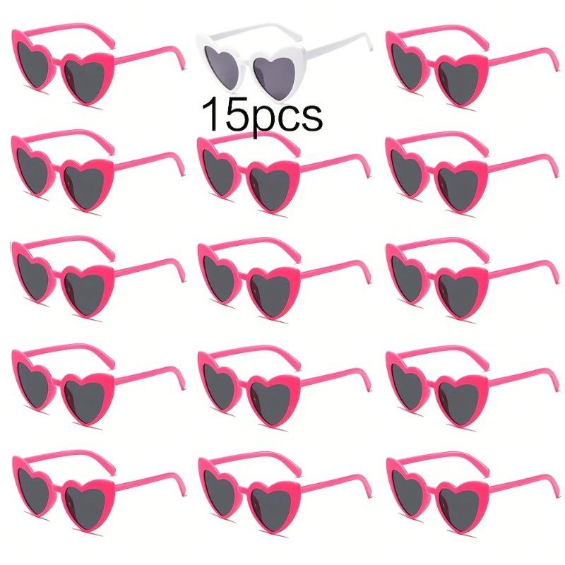 15PCS Fun Designed Heart-shaped Mixed Color Glasses Suitable for Various Themed Parties Concert and Holiday Outfitsnds