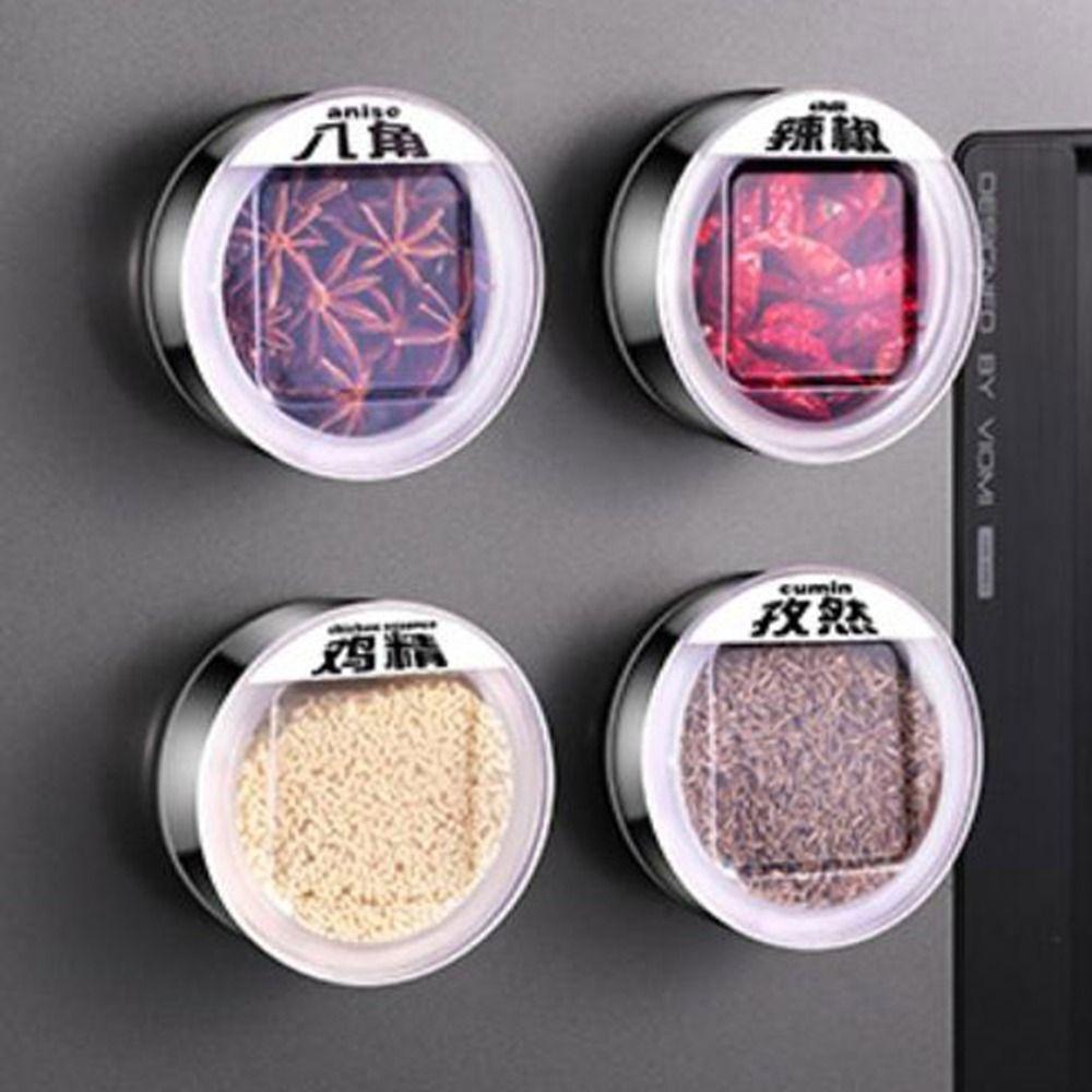 3Pcs Stainless Steel Magnetic Seasoning Containers Wall Mounted Seasoning Storage Box  Restaurant
