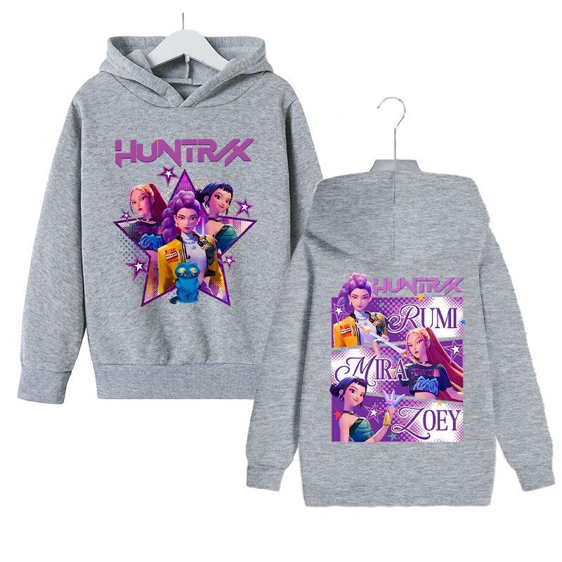 KPop Witch Hunter's Stylish Loose Hoodies for Boys and Girls, Autumn and Winter Children's Fleece Hoodies