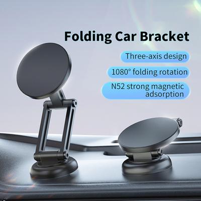 Car Dashboard Phone Foldable Holder Shockproof Strong Magnet Anti-slip Rotation 360 Degree Racing POM Steel Shaft