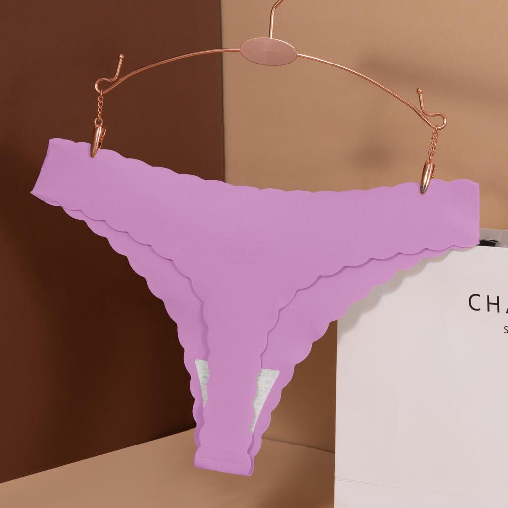 Women's Ice Silk Low-Waist Seamless Panties with Pure Cotton Crotch - Sexy European & American Plus Size Triangle Design