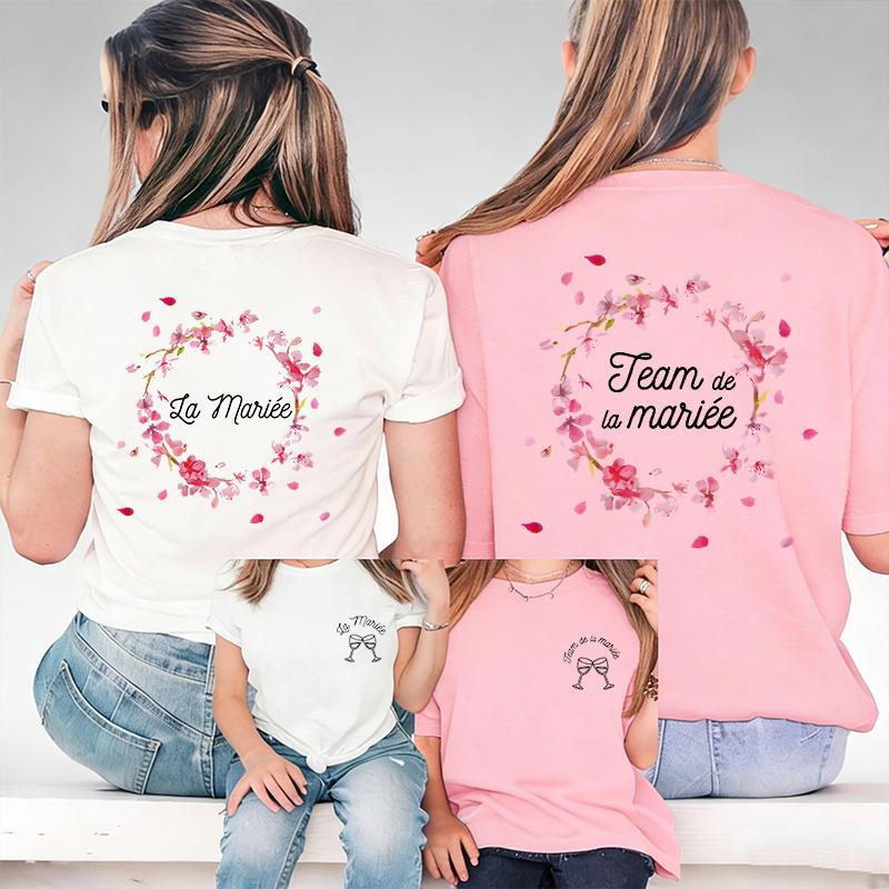 French Girls Bachelorette Party Floral Tops Unisex Single Farewell Shirt Future Bride Short Sleeve Tees Team Bride Tshirt
