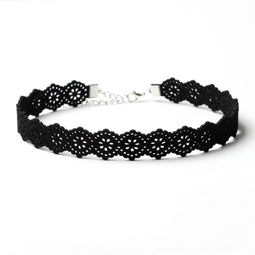 Minimalistisches europäisches & amerikanisches Lolita Spitzen Choker Halskettenset für Damen