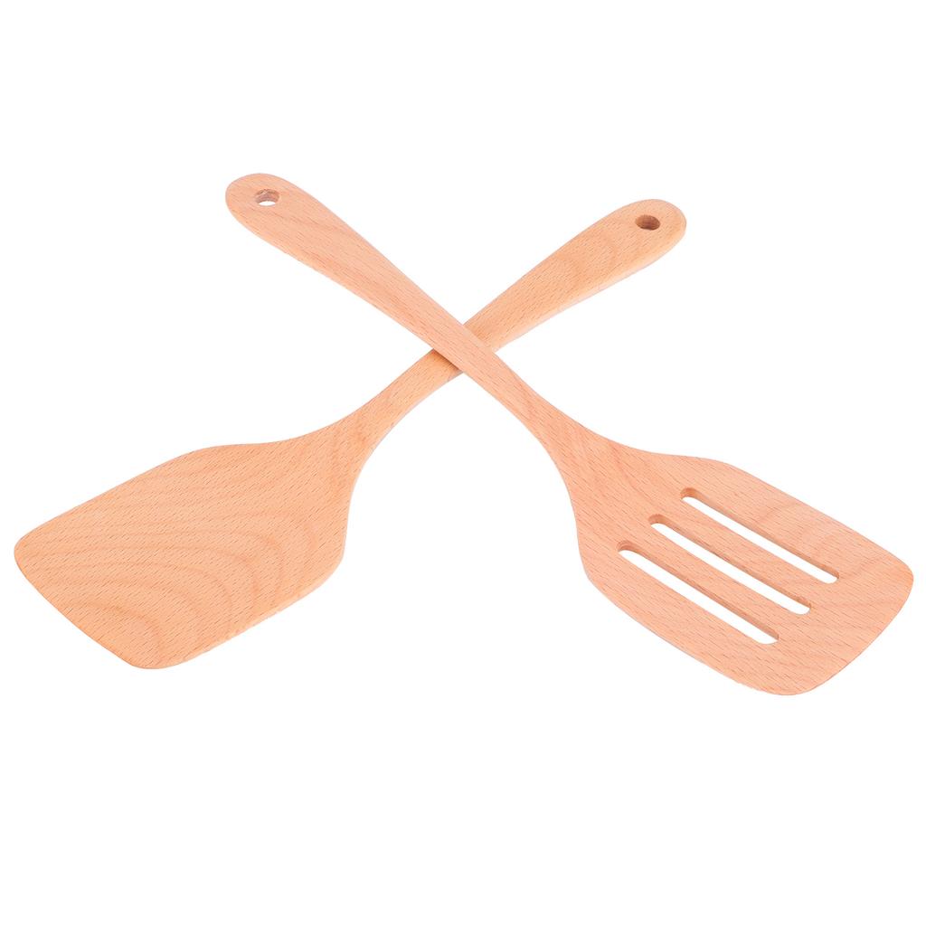 2Pcs Wooden Spatula Set Environmentally NoStick High Temperature Resistant Flat Spatula for Home