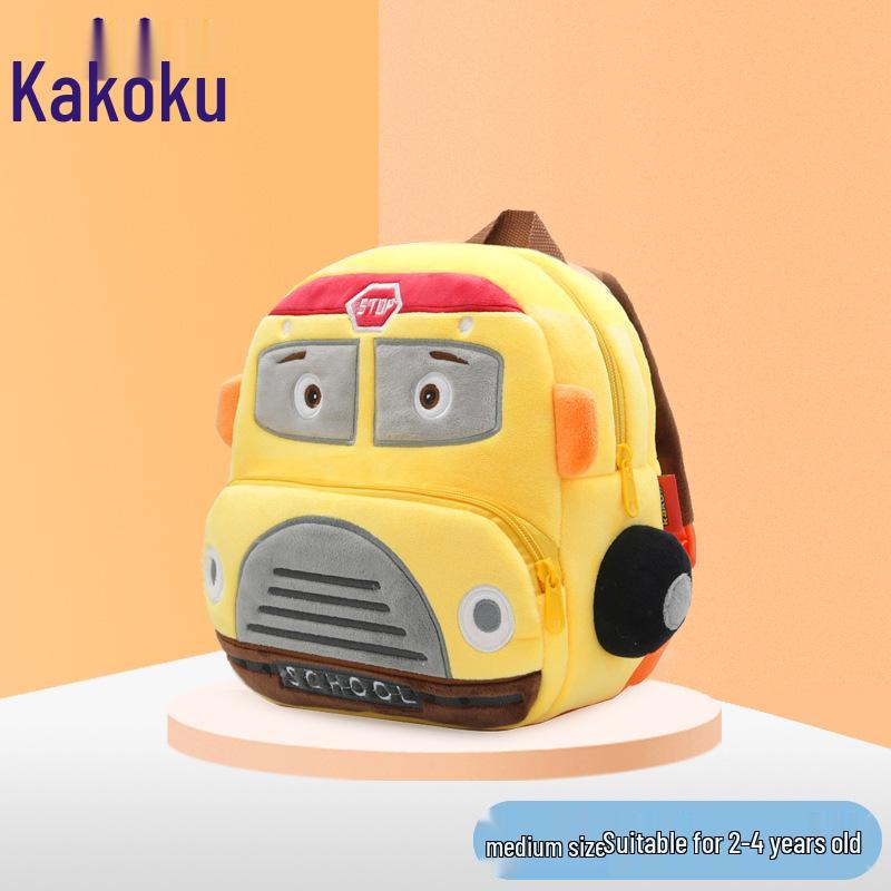 Customizable Plush Cartoon Car Backpack for Kids 2-4, Printed with Logo - Perfect for Kindergarten.
