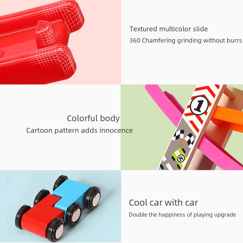 Children's Wooden Multi-Layer Glider Toy: Inertial Racing Track for Sliding Fun