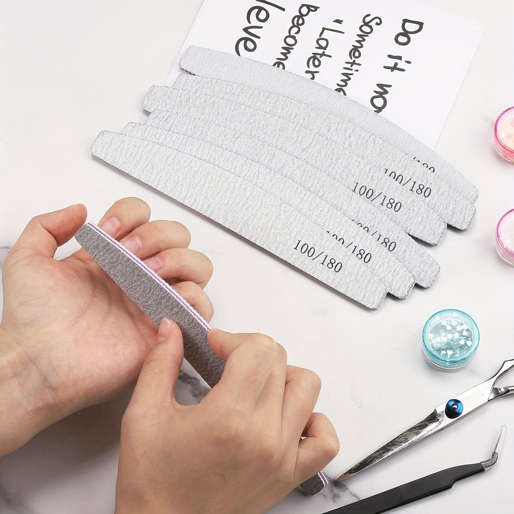 Xiaomi 12pcs Professional Manicure Set: 100/180 Grit Nail Files and Buffers, Double-Sided Emery Boards for Acrylic Nails