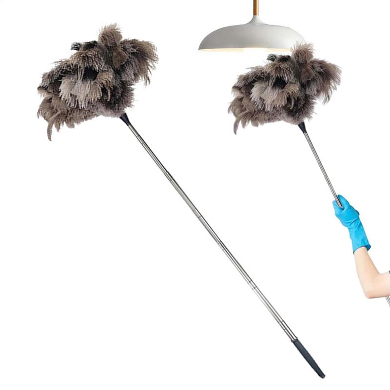 Electrostatic Duster Brush Extendable Feather Duster with Long Handle Fluffy Feather Duster for Cleaning Ceiling Fan Furniture
