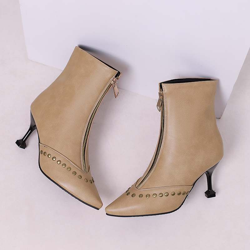 Krazing Pot Polyurethane Autumn Winter Shoes size 45 size 46 size 47 size 48 Chelsea Boots Pointed Toe Rivets Keep Warm Zipper Colorful Ankle Boots