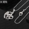 925 Sterling Silver AAA Zircon Heart Pendant Necklace Fashion Jewelry