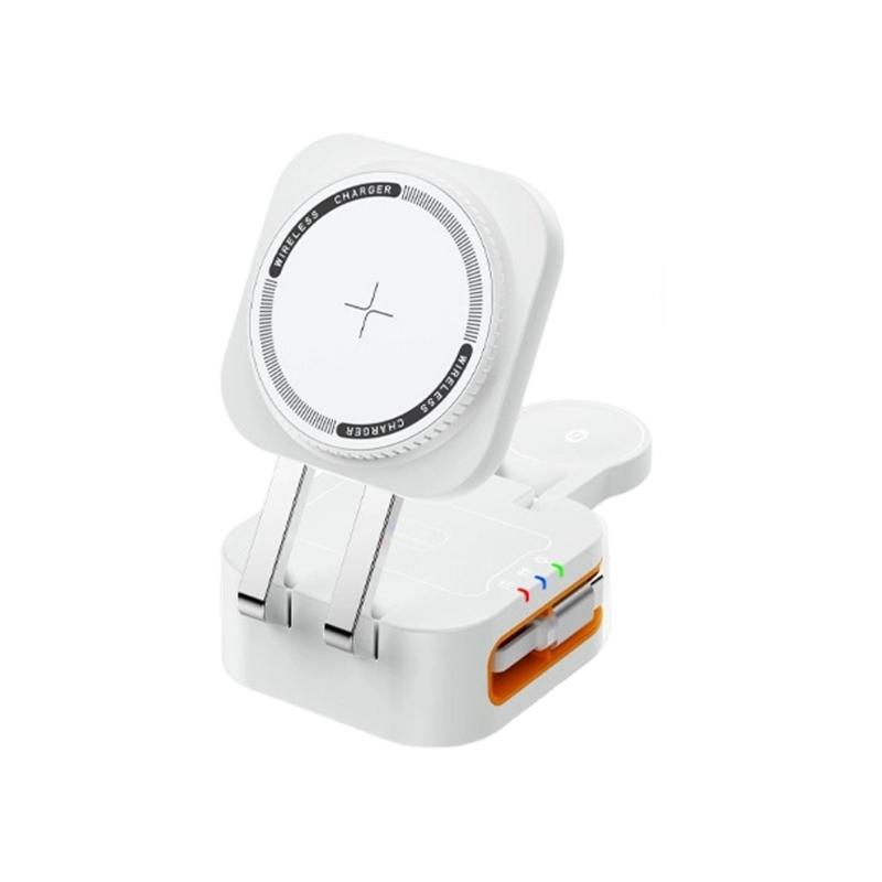 

Magnetic 3 In 1 Wireless Charger Hub With 15W Fast Charging And 80cm Retractable Cable For Phone Watch And Earbuds чорний