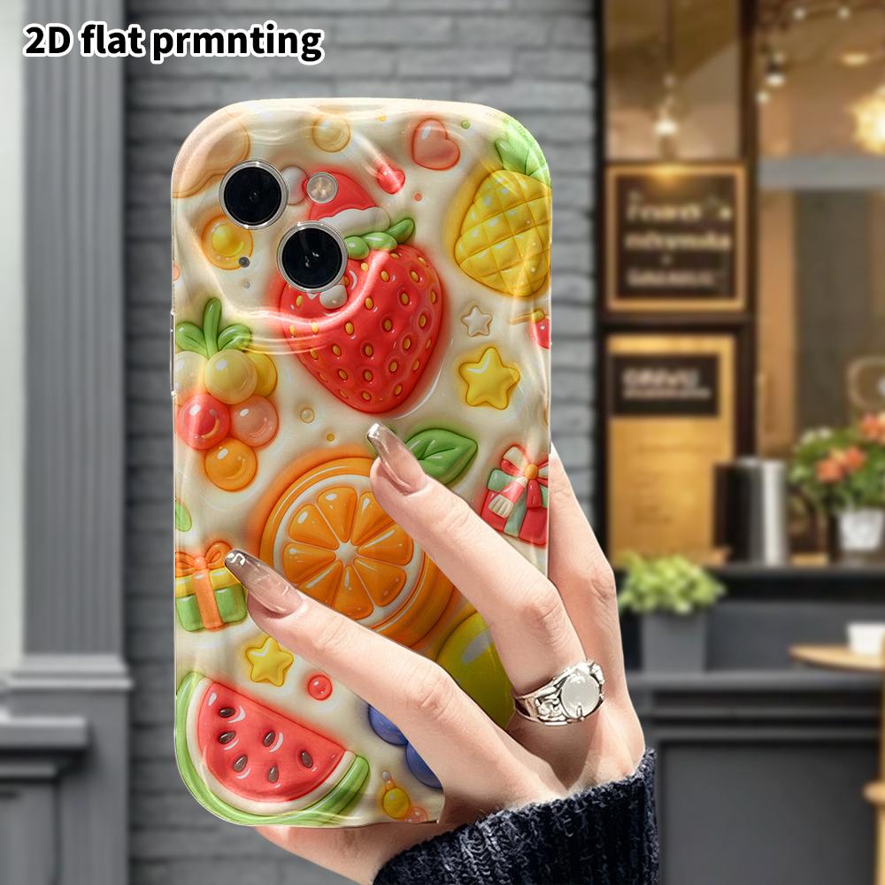 Phone Case: 2D flat design, suitable for iPhone 18, 17, 16, 15, 14, 13 Pro protective cases, Christmas fruit platter, perfect Christmas and Halloween